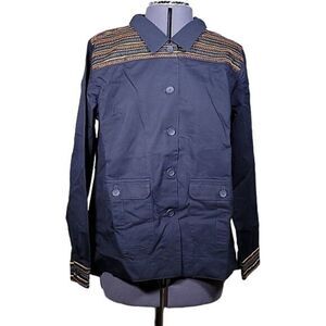 NWOT Denim & Co Twill Utility Jacket with Embroidery Sz M